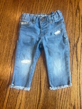 Cat & Jack Light Blue Girls' Distressed Denim Jeans 12m